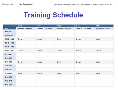 Training Schedule .